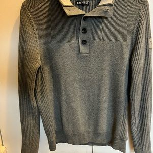 Express Gray Sweater with Large Buttons and Ribbed collar Sz Medium